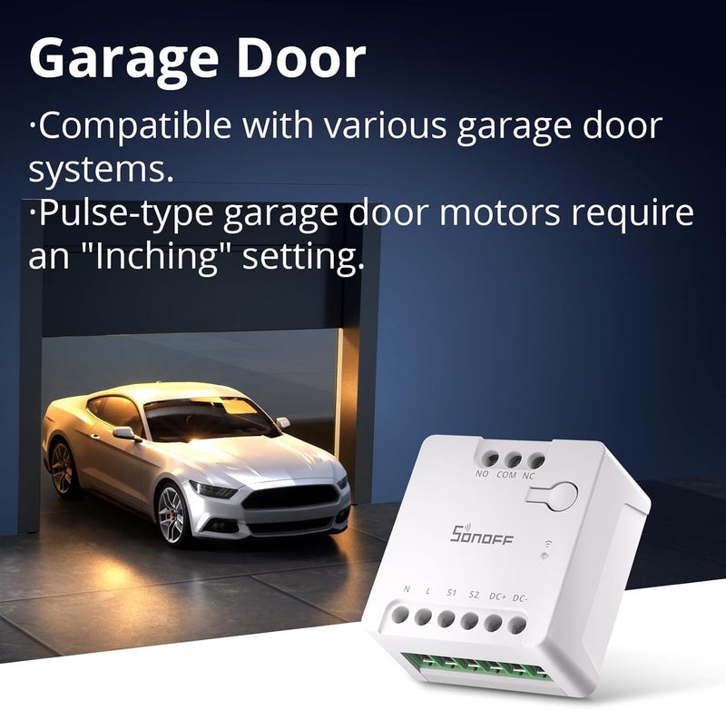 SONOFF مفتاح واي فاي MINI-D الذكي مع Matter، أتمتة المنزل، خرج الاتصال الجاف، يدعم الإدخال AC أو DC، متوافق مع أليكسا وGoogle Home، لأبواب المرآب، الغلايات، محركات DC منخفضة الطاقة/صمامات سولينويد - Image 2